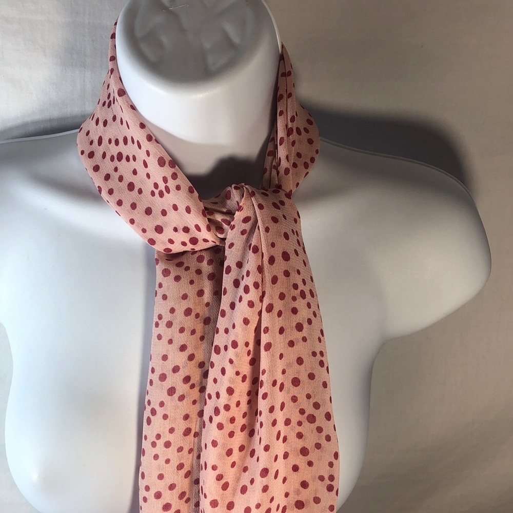 Banjara Pink/Red Polka Dot Rayon Panel Scarf (65” x 13”)